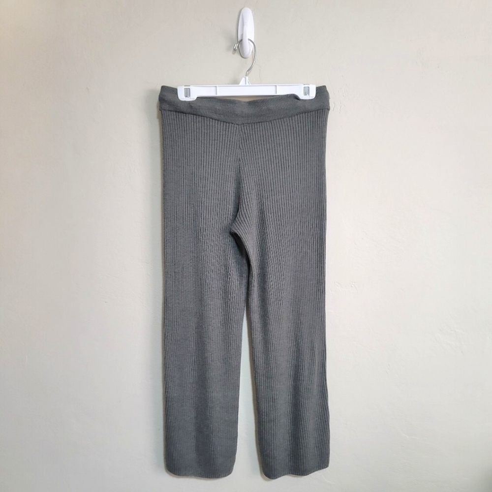 Splendid Rib Wide Leg Crop Pant In Soft Vintage Olive Branch, XL, - Picture 5 of 11